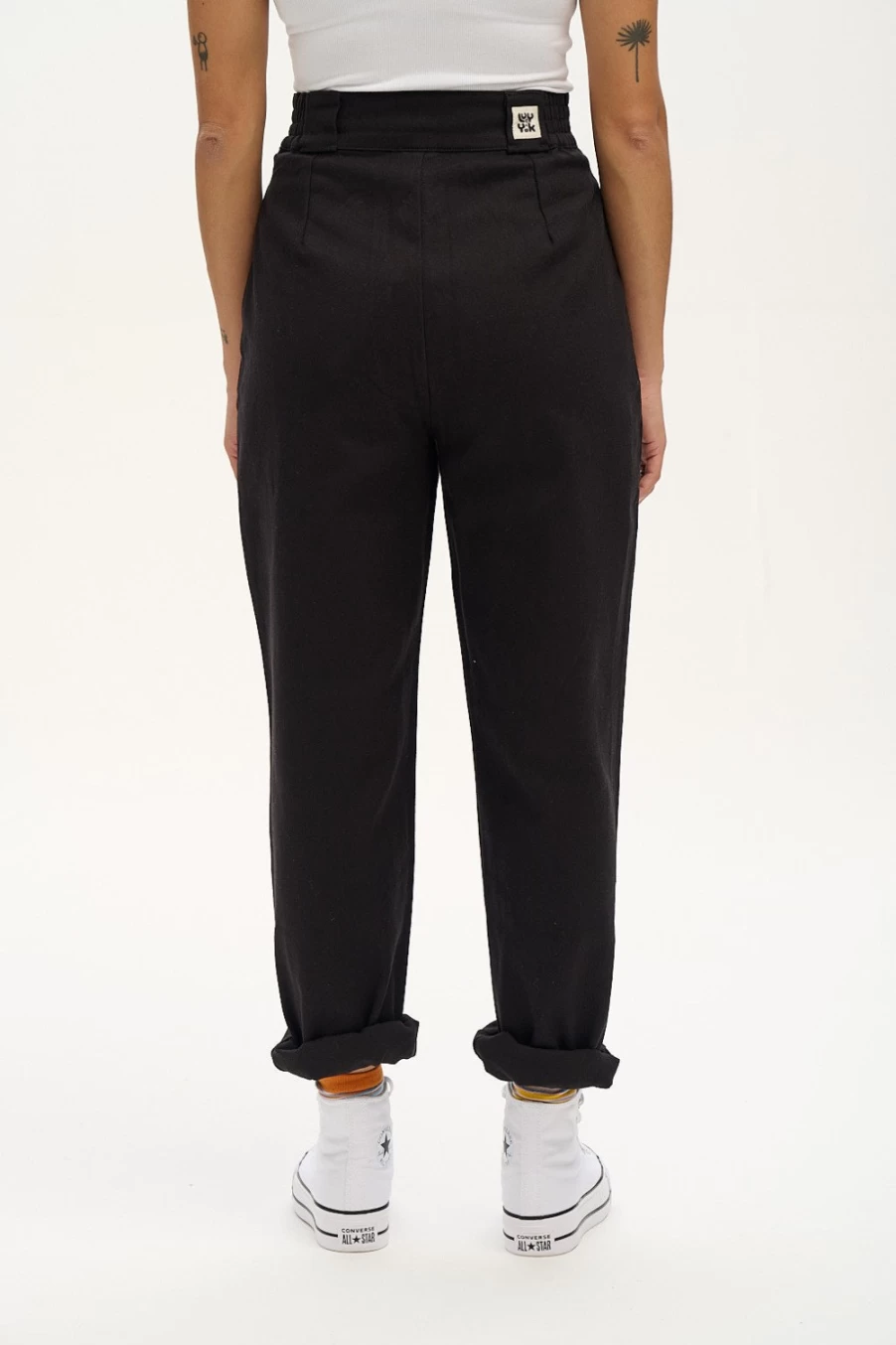 Lucy & Yak Women's Addison Tapered Jeans - Organic Black Twill Denim Pants