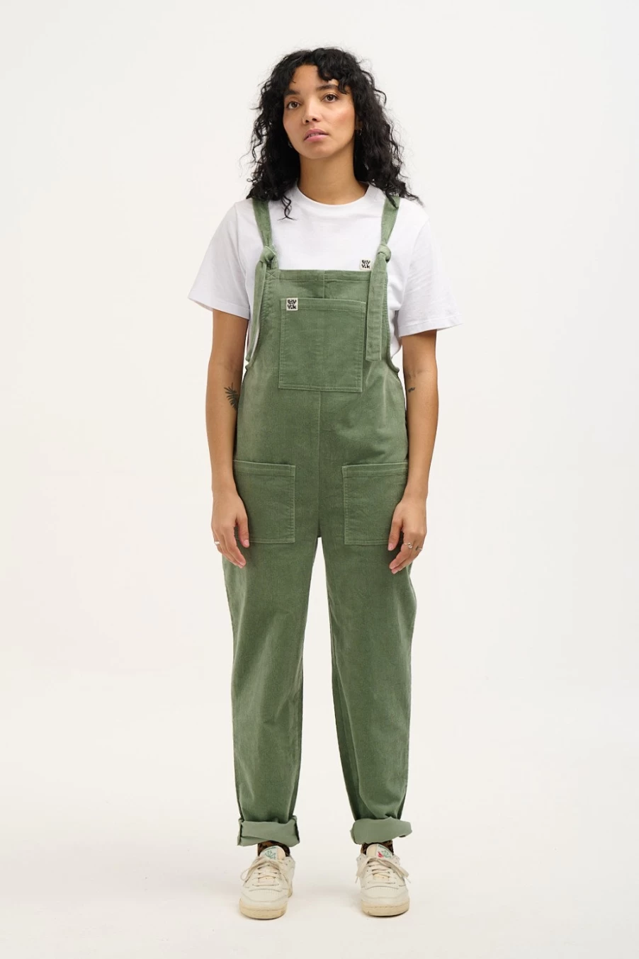 Lucy & Yak Women's Original Dungaree: Organic Corduroy Overalls - Green Bay