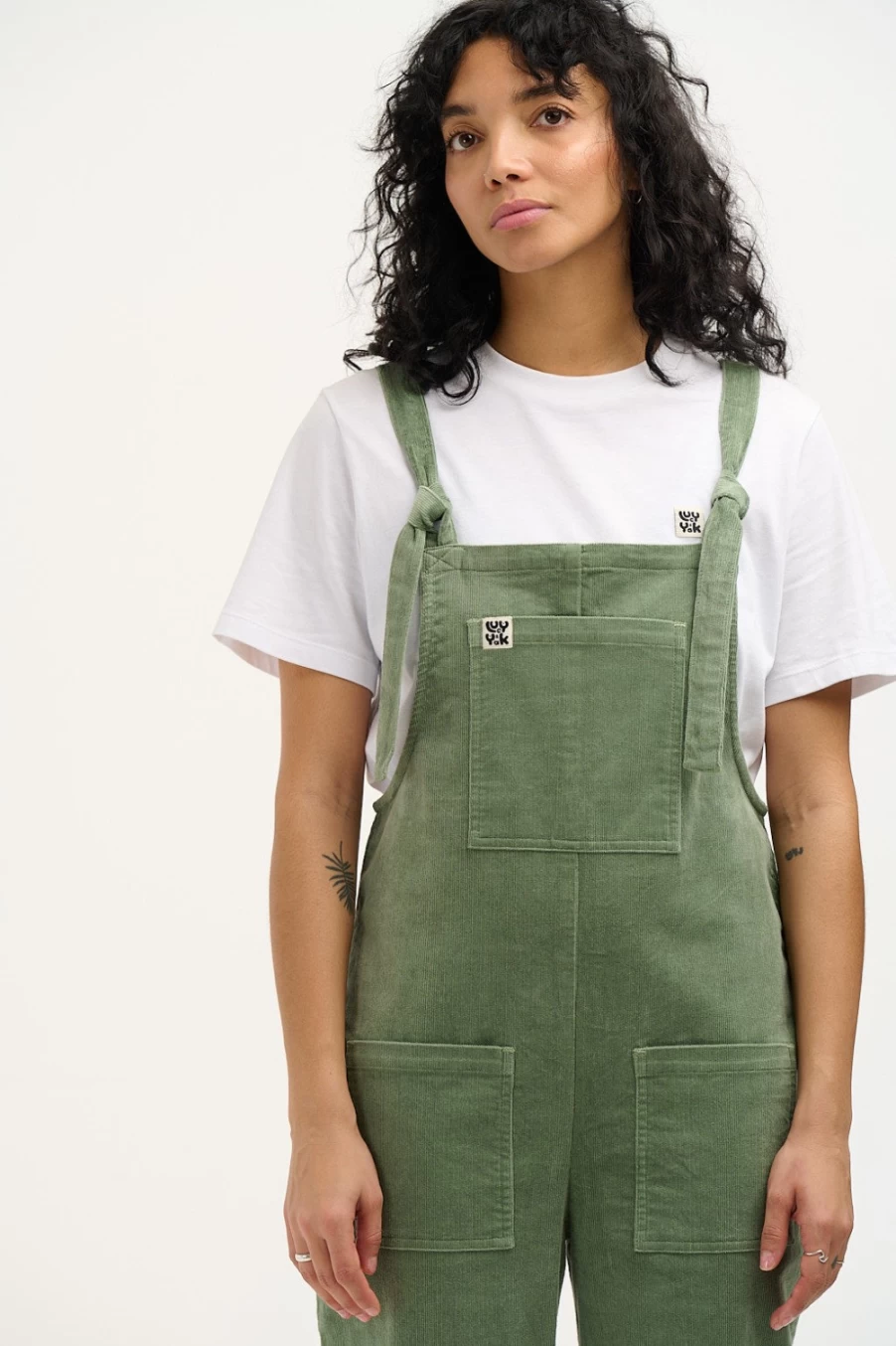 Lucy & Yak Women's Original Dungaree: Organic Corduroy Overalls - Green Bay