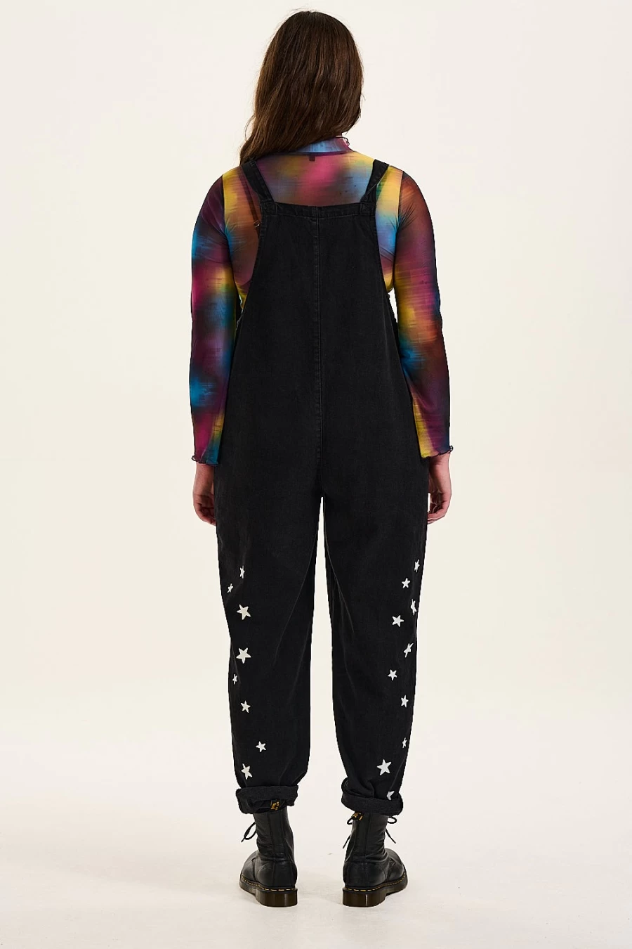 "Lucy & Yak Women's Original Dungaree: Organic Denim Overalls - Starry Eyed Design"