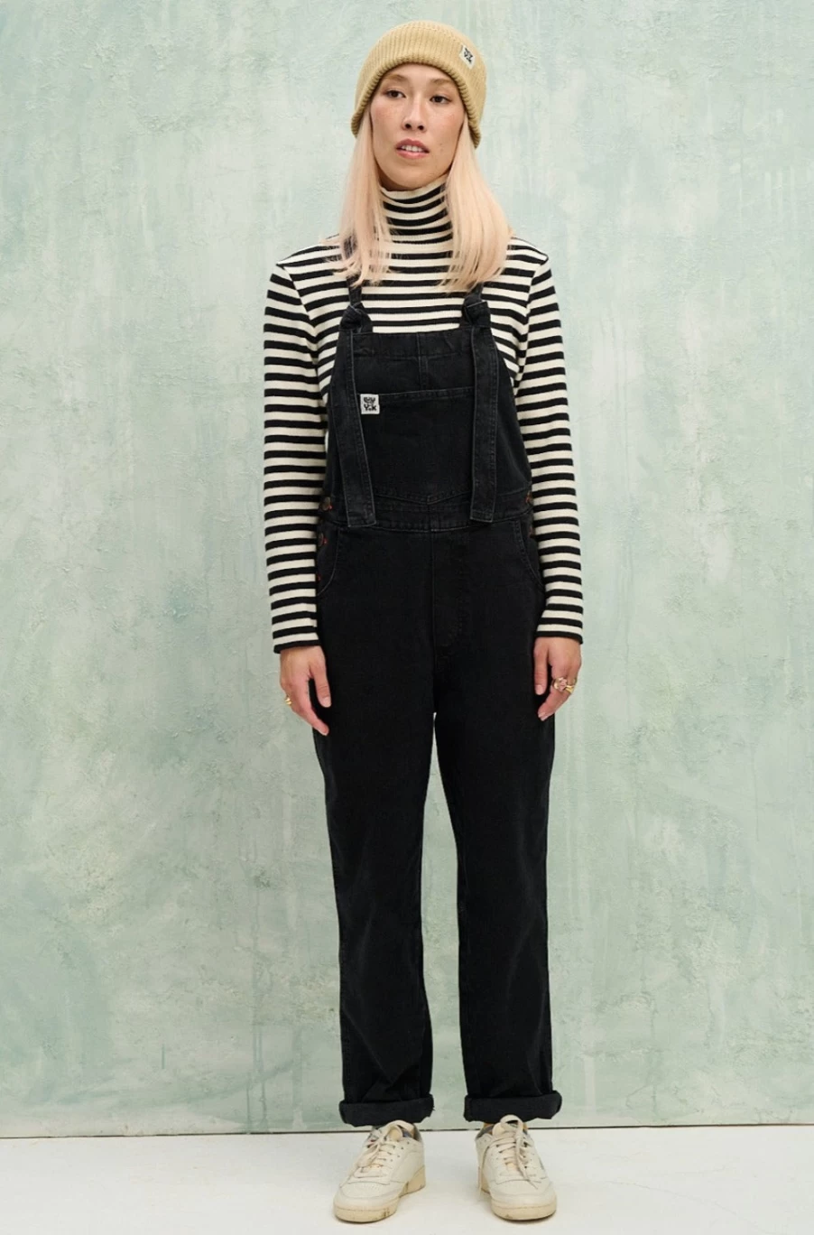 Lucy & Yak Women's Reuben Dungaree - Washed Black Organic Denim Overalls