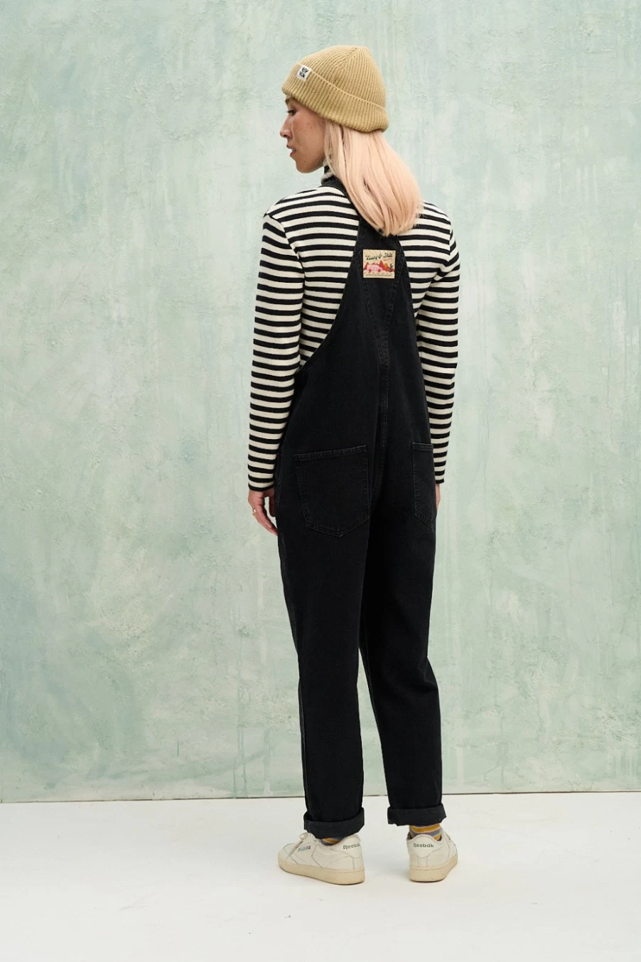 Lucy & Yak Women's Reuben Dungaree - Washed Black Organic Denim Overalls