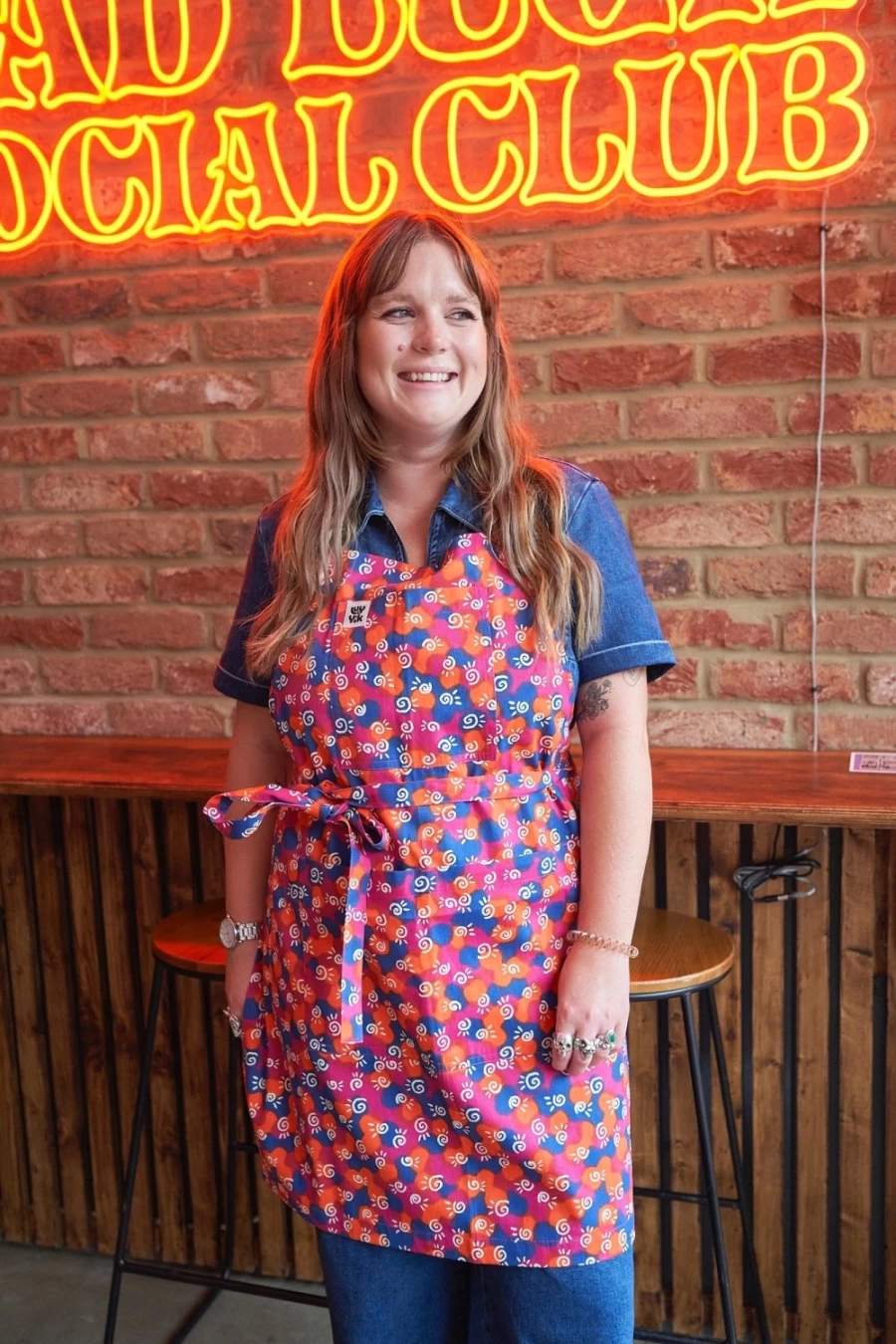 Lucy & Yak Women's Ada Apron - Dana Print Deadstock Fabric Eco-Friendly Kitchen Wear