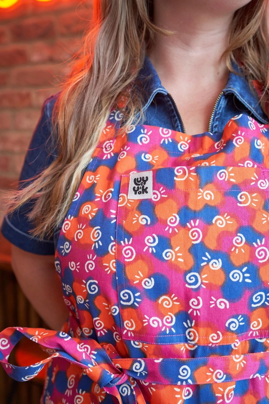Lucy & Yak Women's Ada Apron - Dana Print Deadstock Fabric Eco-Friendly Kitchen Wear