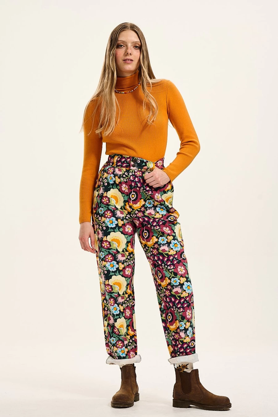 Lucy & Yak Women's Addison Tapered Jeans - Organic Twill with Ola Print, Sustainable Denim