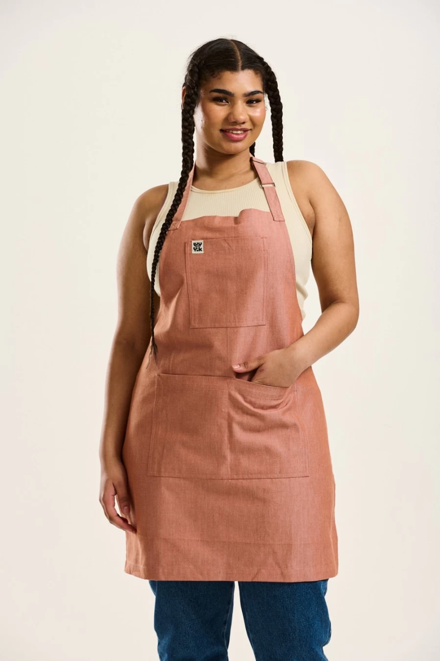 Lucy & Yak Women's Rust Chambray Apron - Vintage Deadstock Fabric Ada Style