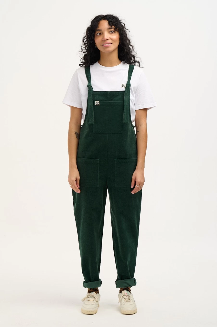 Lucy & Yak Women's Original Dungaree: Organic Corduroy Overalls in Posy Green