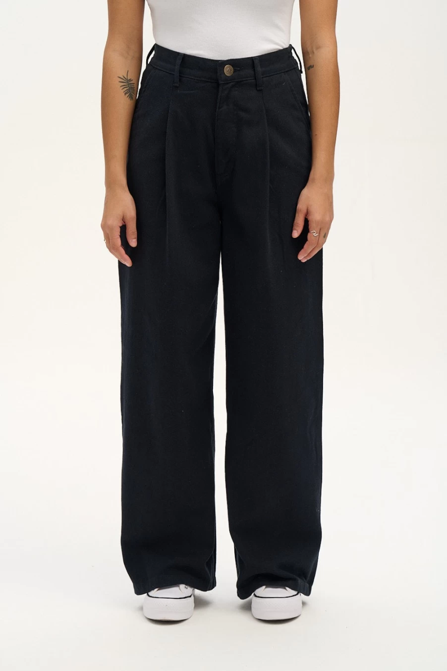Lucy & Yak Women's Organic Black Denim Super Wide Leg Jeans