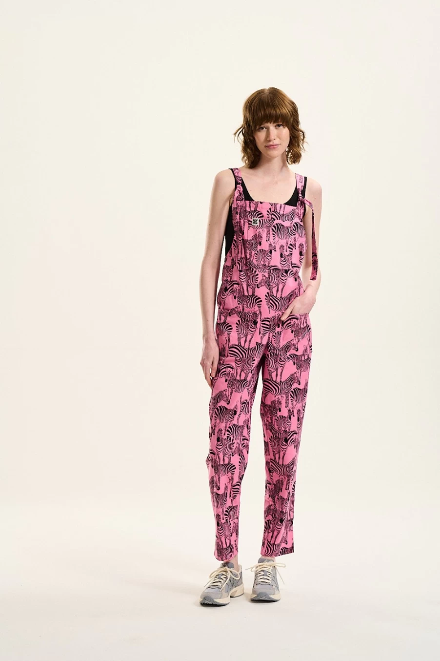 "Lucy & Yak Women's Original Dungaree: Organic Twill Zebra Print Overalls"