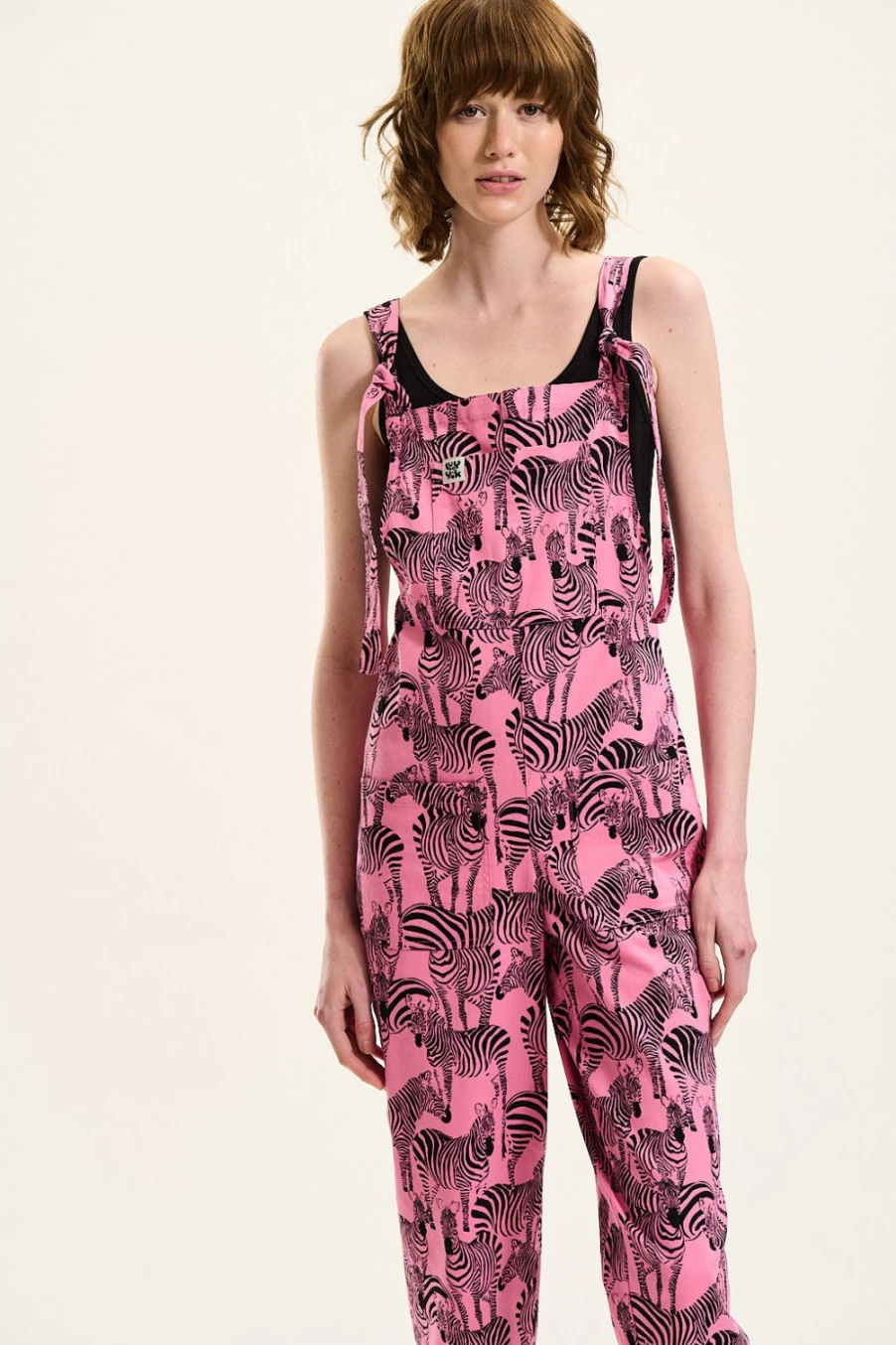 "Lucy & Yak Women's Original Dungaree: Organic Twill Zebra Print Overalls"