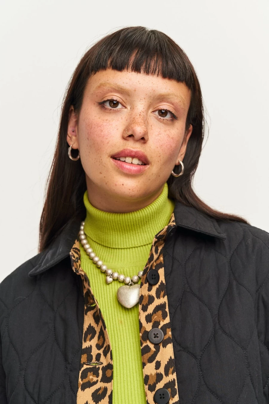 Lucy & Yak Women's Sylvie Jacket - Vintage Deadstock Cotton Black Leopard Print Coat