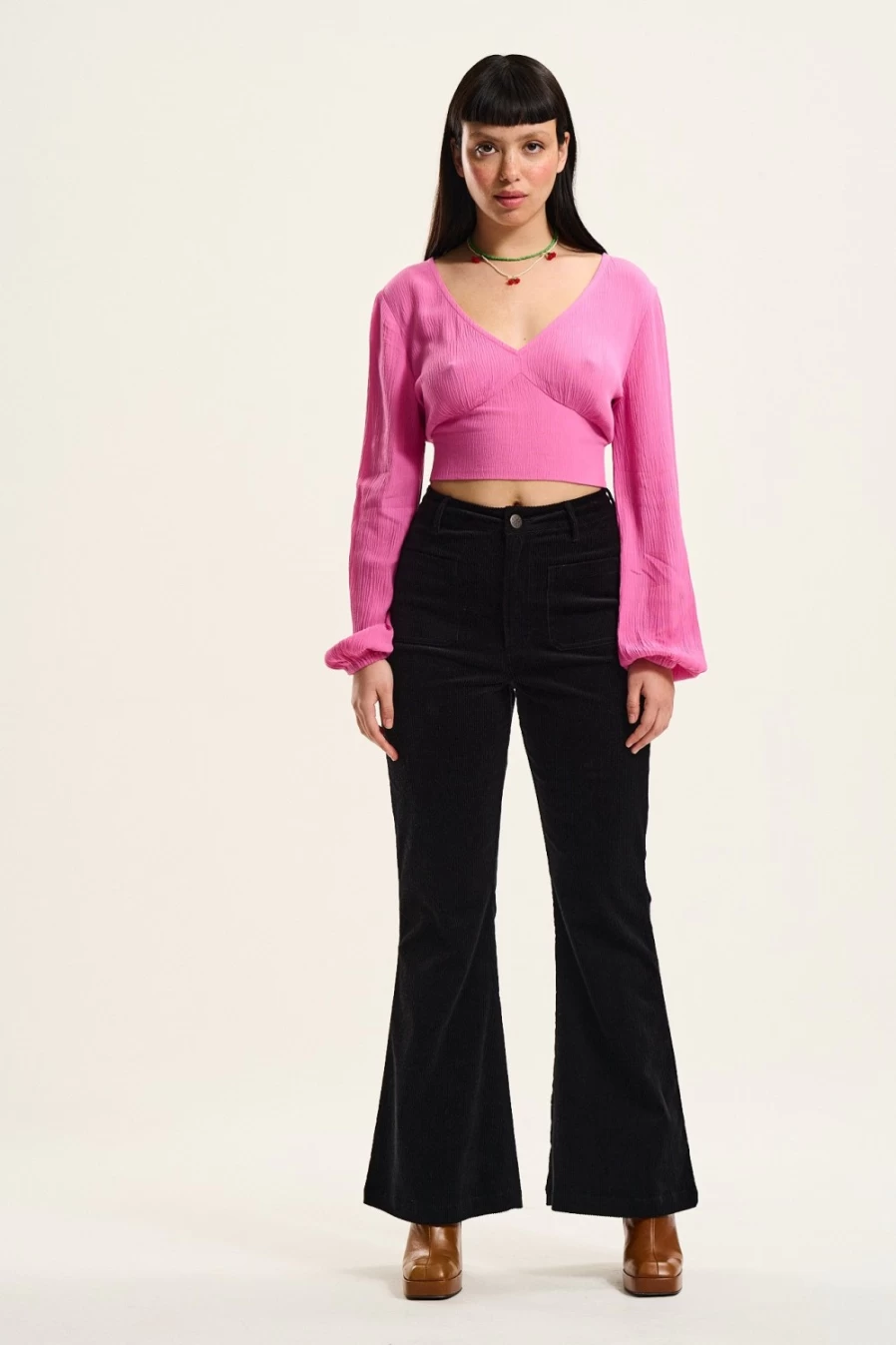 Lucy & Yak Women's Ziggy Trousers - Organic Black Corduroy Pants