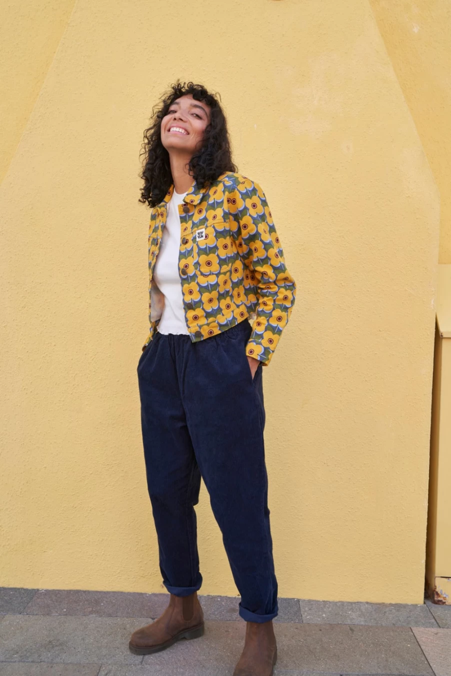 Lucy & Yak Women's Billie Corduroy Trousers - Organic Sailor Blue High Waist Pants