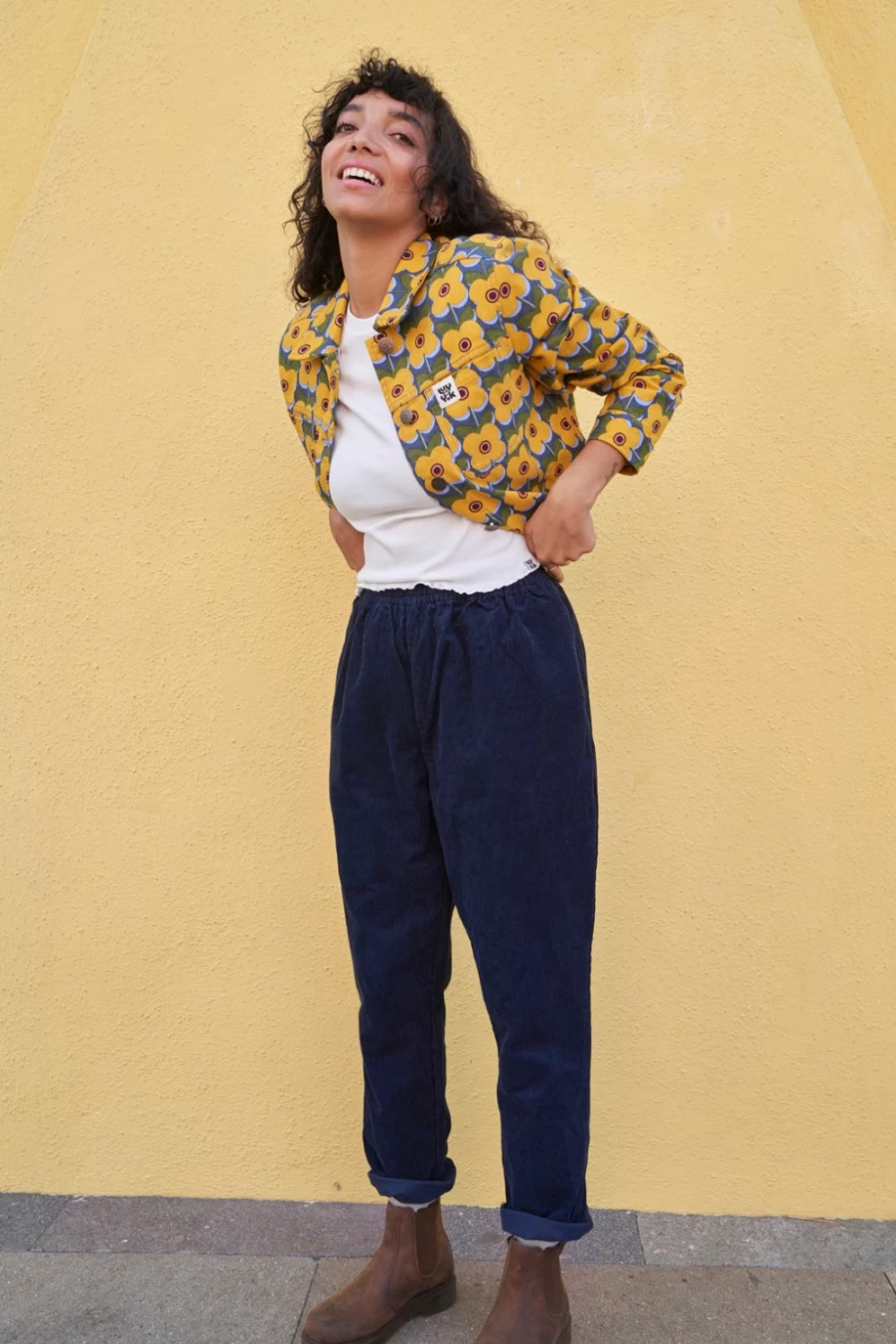 Lucy & Yak Women's Billie Corduroy Trousers - Organic Sailor Blue High Waist Pants