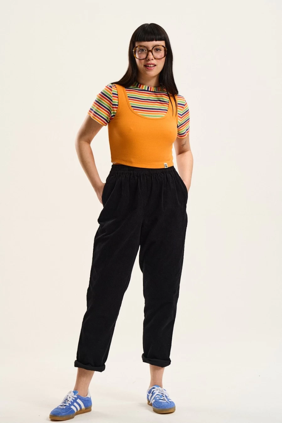 Lucy & Yak Women's Billie Trousers - Organic Black Corduroy Pants