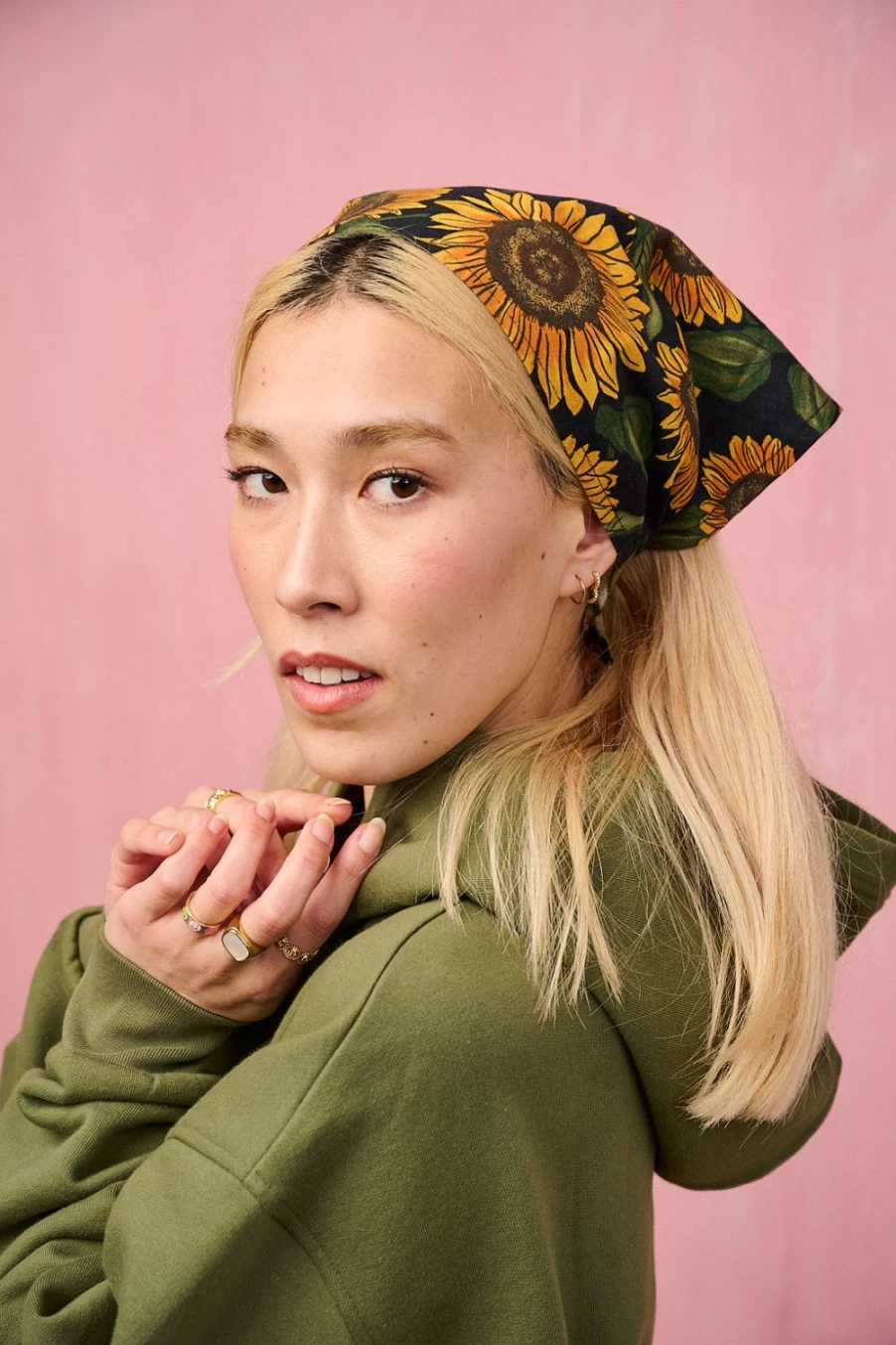 "Lucy & Yak Women's Sunflower Headscarf - Vintage Deadstock Fabric Eco-Friendly Hair Accessory"