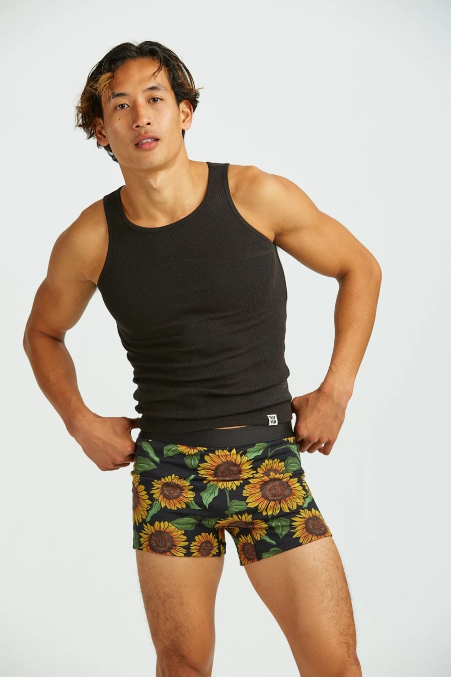 Lucy & Yak Women's Joey Shorts - Organic Cotton Bamboo Blend, Sunflower Print