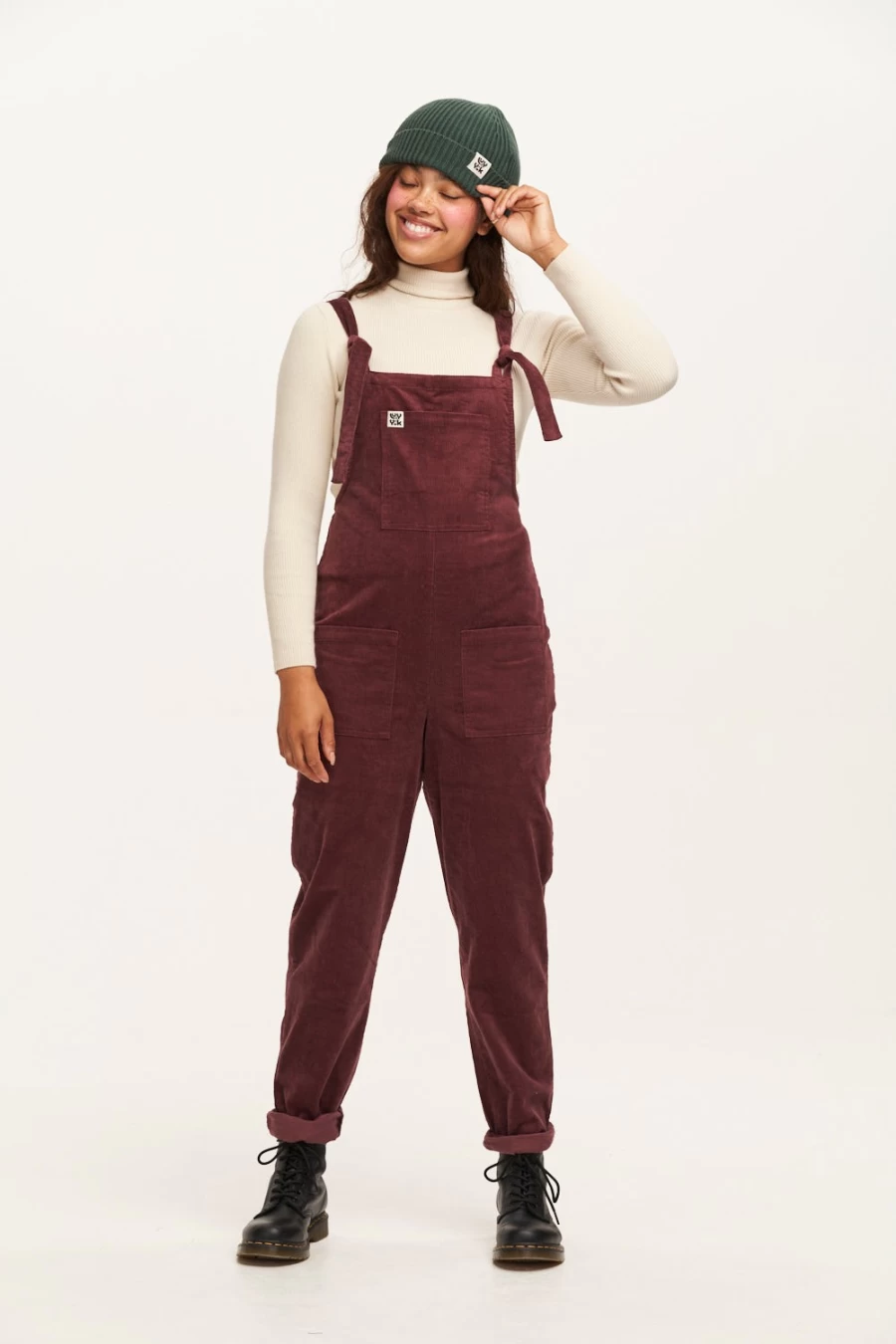 Lucy & Yak Women's Original Dungaree: Organic Corduroy Overalls in Dark Plum