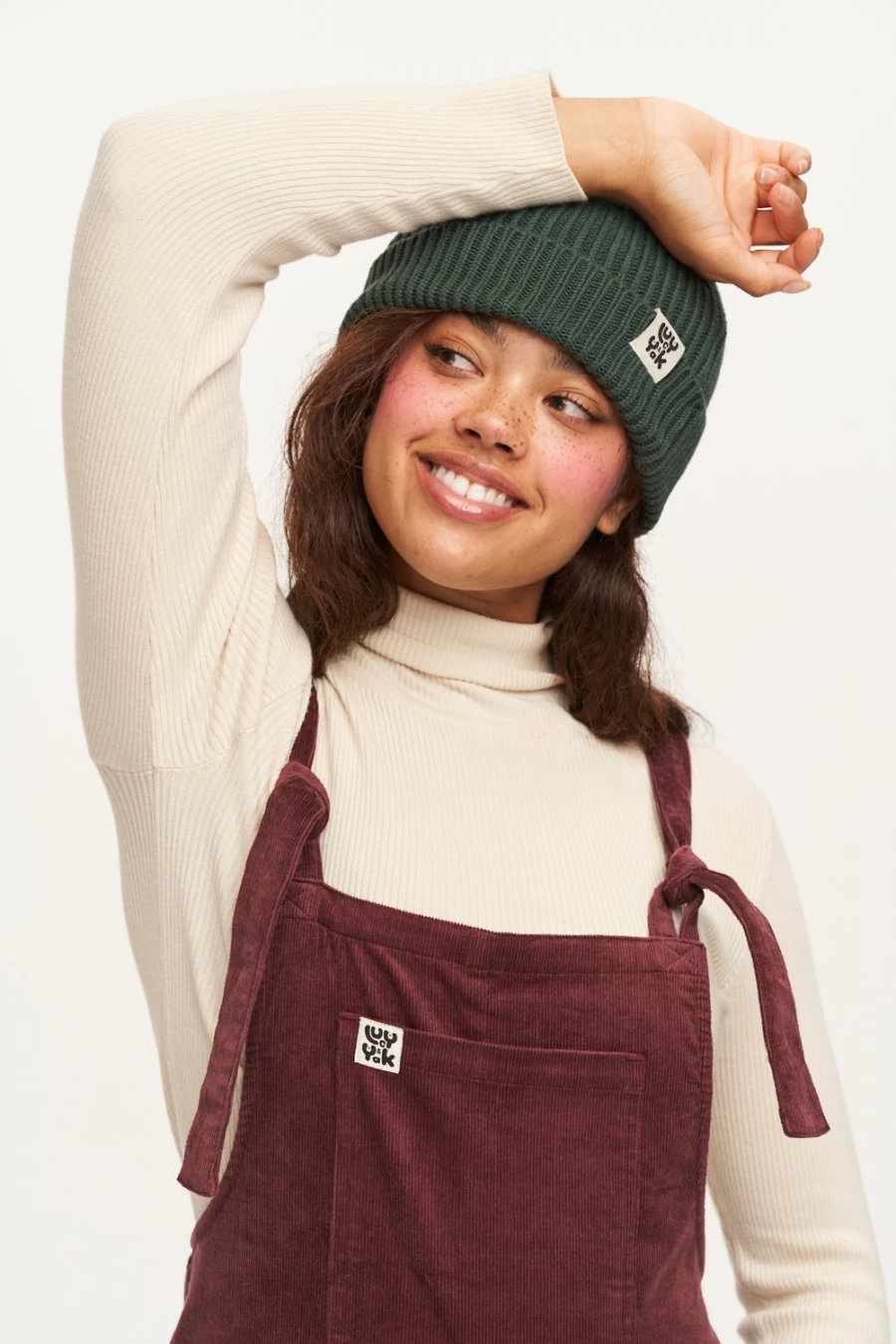 Lucy & Yak Women's Original Dungaree: Organic Corduroy Overalls in Dark Plum