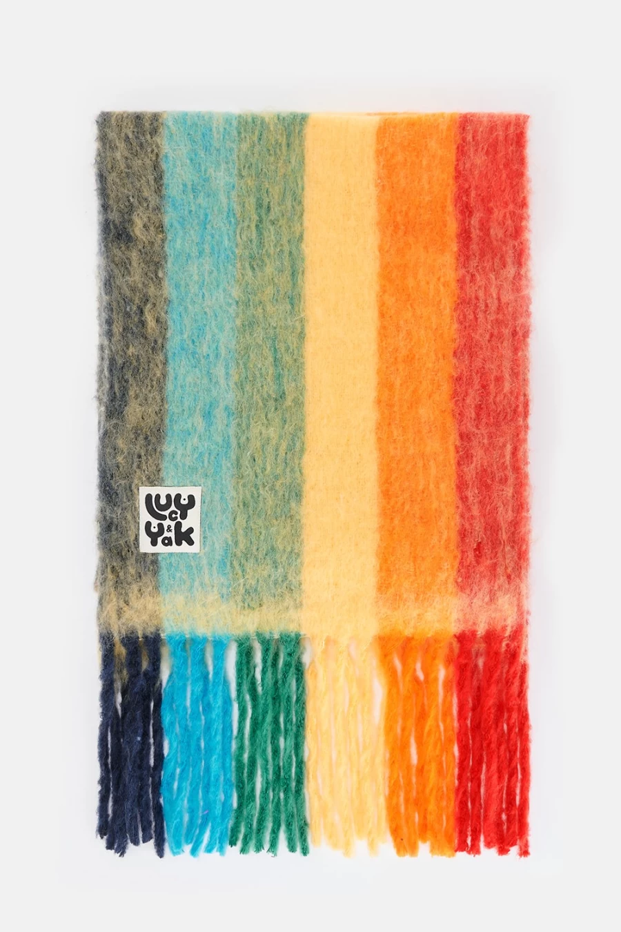 Lucy & Yak Women's Rainbow Stripe Scarf - Sustainable Recycled Polyester Fashion Accessory