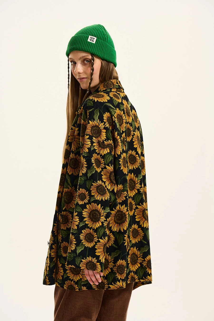 Lucy & Yak Women's Olly Jacket - Organic Twill Sunflower Print Eco-Friendly Coat