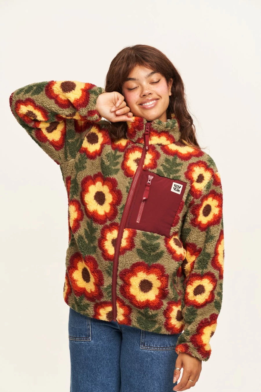 Lucy & Yak Women's Harper Fleece Jacket - Sustainable Recycled Bottle Material Floral Design Eco-Friendly Outerwear