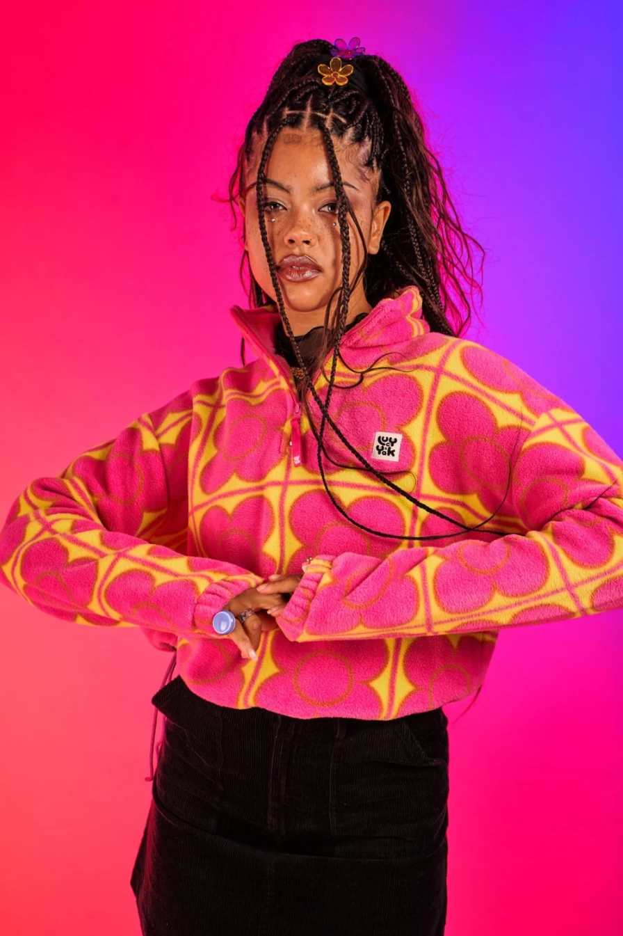 Lucy & Yak Women's Blake Cropped Fleece Jacket - Sustainable Recycled Bottle Material - Wallflower Design