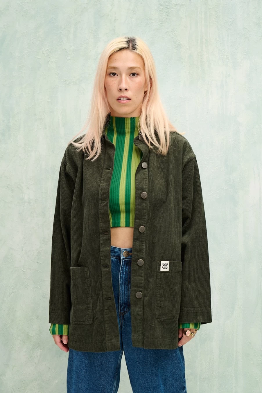 Lucy & Yak Women's Olly Jacket - Organic Corduroy Coat in Dark Olive
