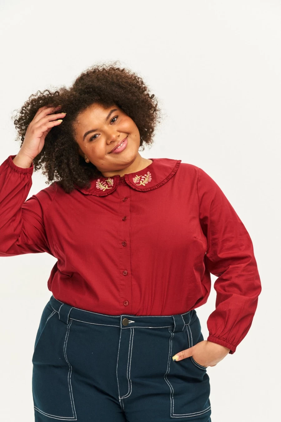 Lucy & Yak Women's Ida Blouse - Organic Cotton Bella Embroidery Top