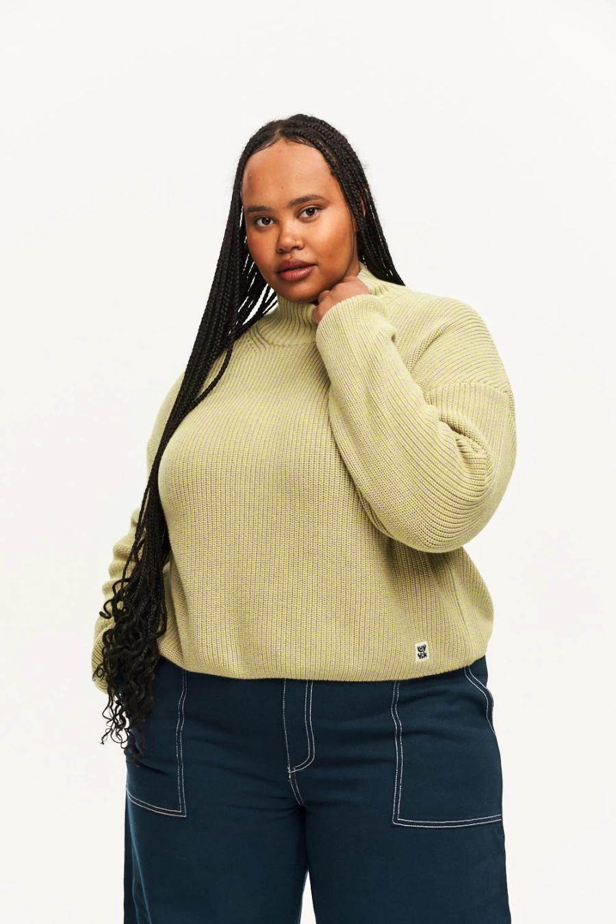 Lucy & Yak Women's Organic Cotton Toni Roll Neck Jumper - Green Grape