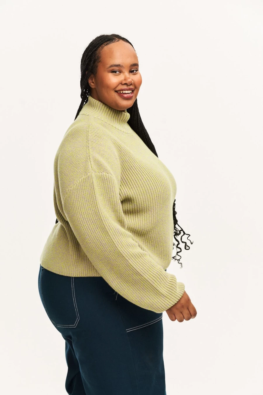 Lucy & Yak Women's Organic Cotton Toni Roll Neck Jumper - Green Grape