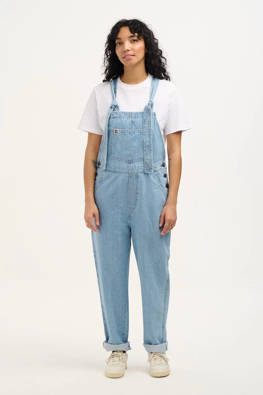 Lucy & Yak Women's Reuben Dungaree - Organic Light Wash Blue Denim Overalls