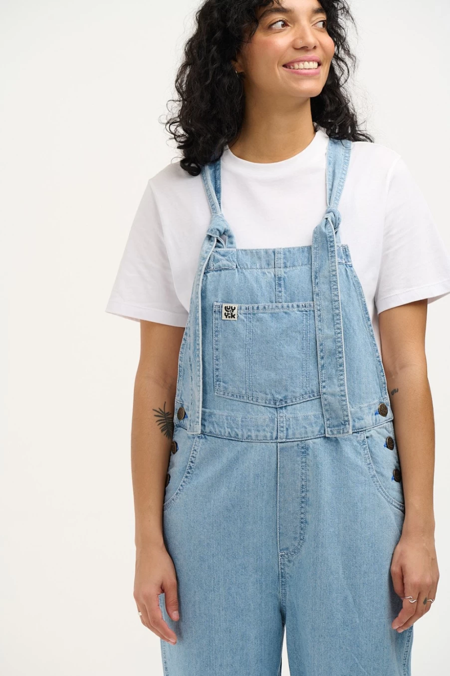 Lucy & Yak Women's Reuben Dungaree - Organic Light Wash Blue Denim Overalls