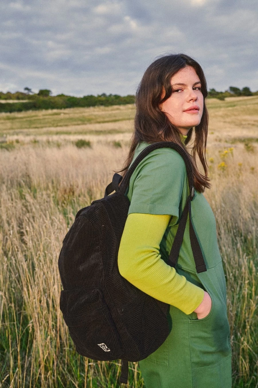 Lucy & Yak Women's Kellie Backpack - Organic Black Corduroy Daypack