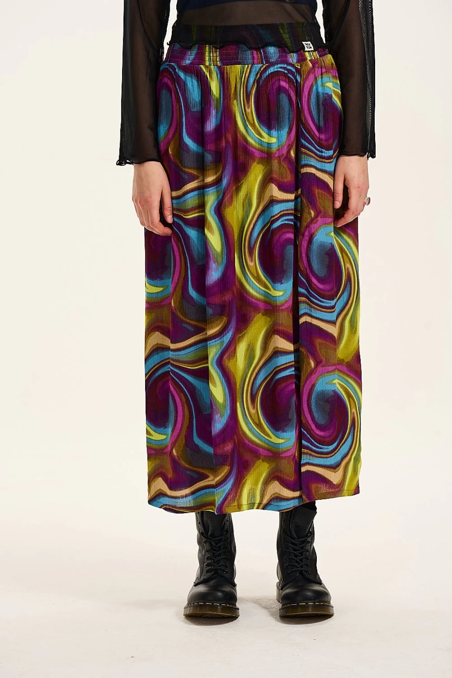 Lucy & Yak Women's Poppy Skirt - Sustainable Lenzing™ Ecovero™ Fabric, Digital Swirl Print