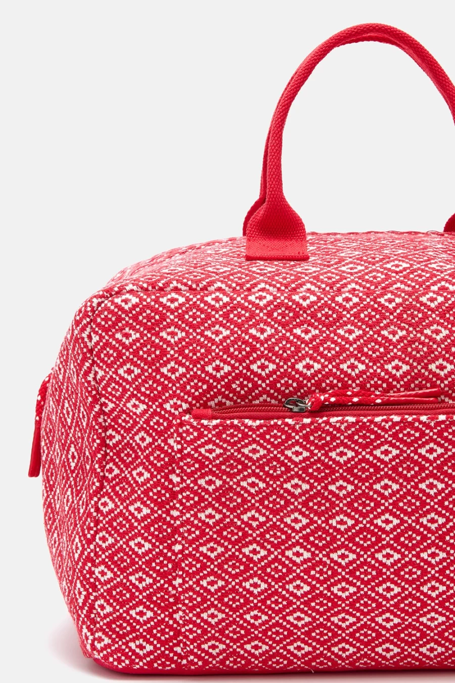 Lucy & Yak Women's Red Jacquard Weekend Bag - Vintage Deadstock Fabric Travel Tote