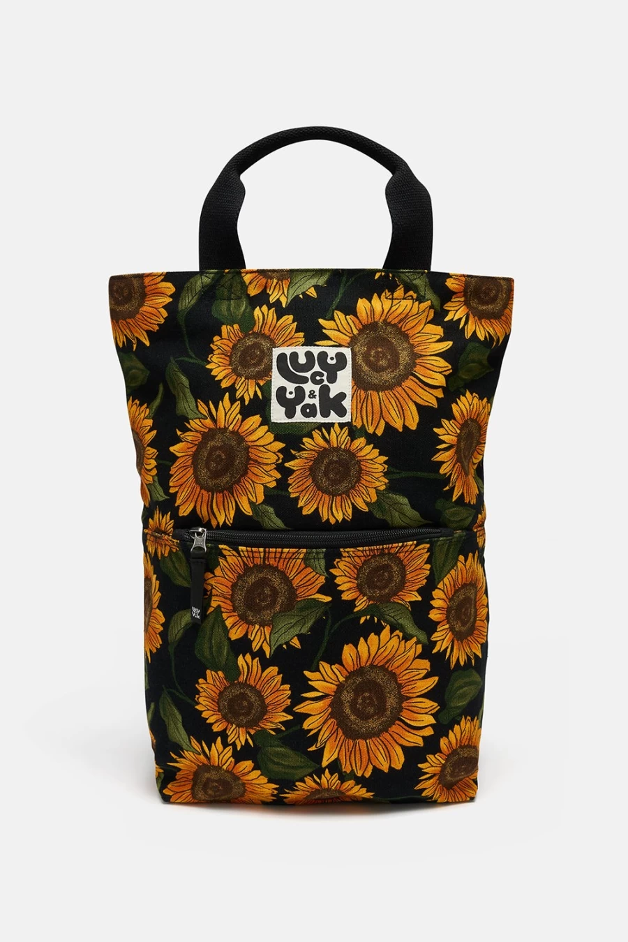 Lucy & Yak Women's Dylan Backpack - Organic Canvas Sunflower Design, Sustainable & Stylish Daypack