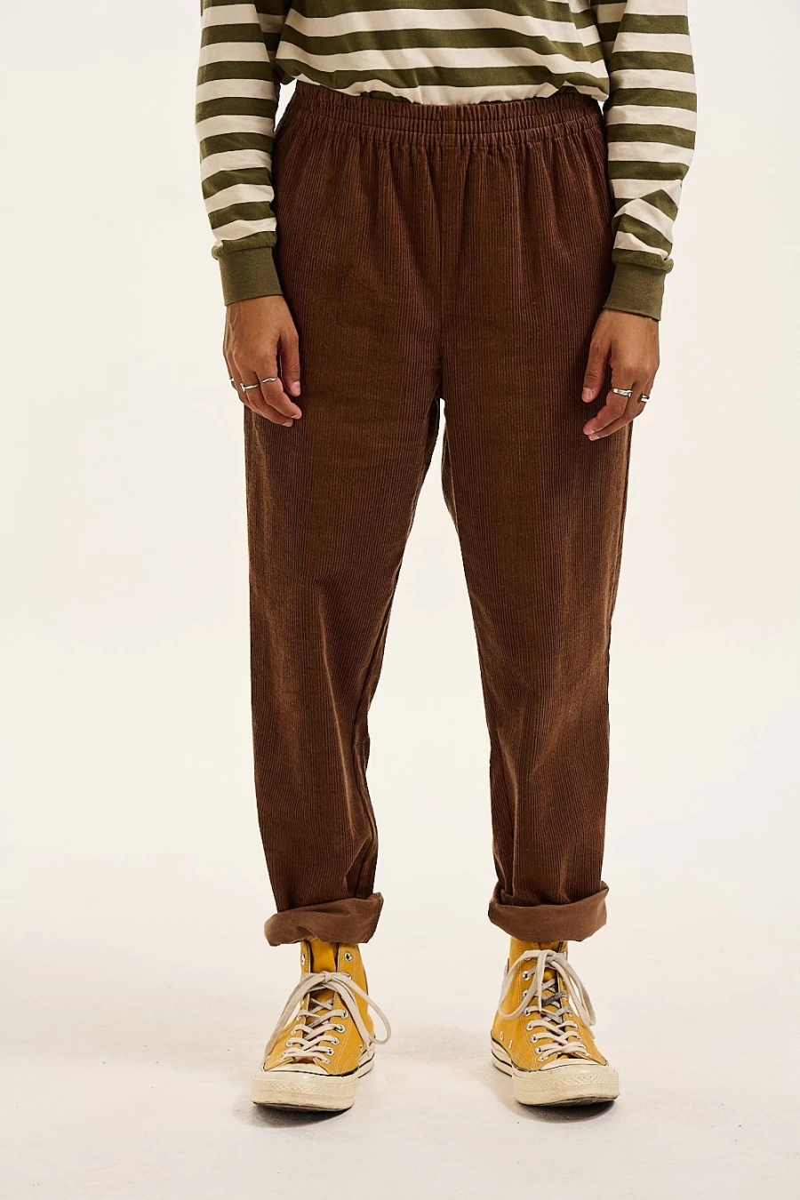 Lucy & Yak Women's Billie Corduroy Trousers - Organic Oak Brown High-Waisted Pants