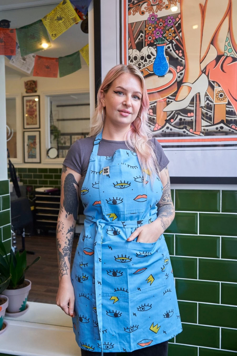 Lucy & Yak Women's Ada Apron with Deadstock Fabric & Oko Eyes Design - Sustainable Fashion