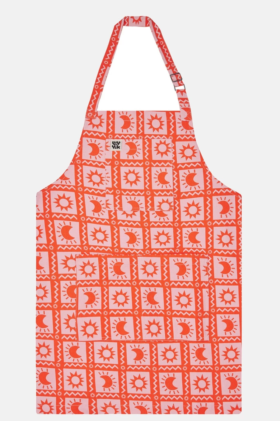 Lucy & Yak Women's Ada Apron - Red Moon Print, Sustainable Deadstock Fabric, Stylish & Functional Kitchen Wear