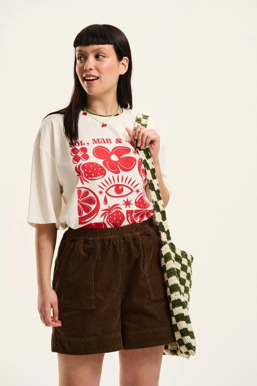 Lucy & Yak Women's Noah Shorts: Organic Corduroy in Cocoa Brown