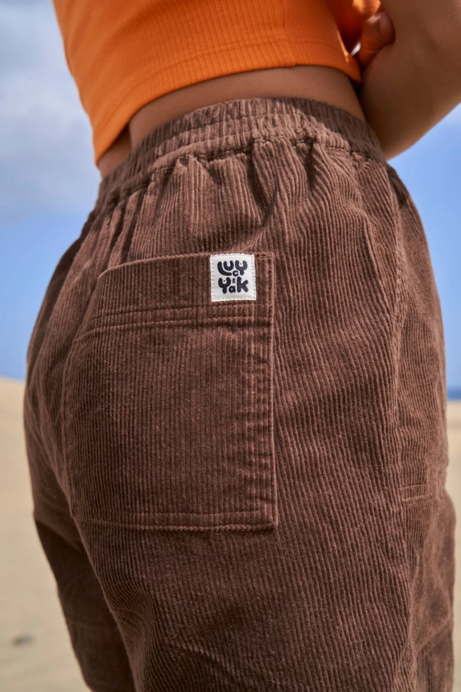 Lucy & Yak Women's Noah Shorts: Organic Corduroy in Cocoa Brown