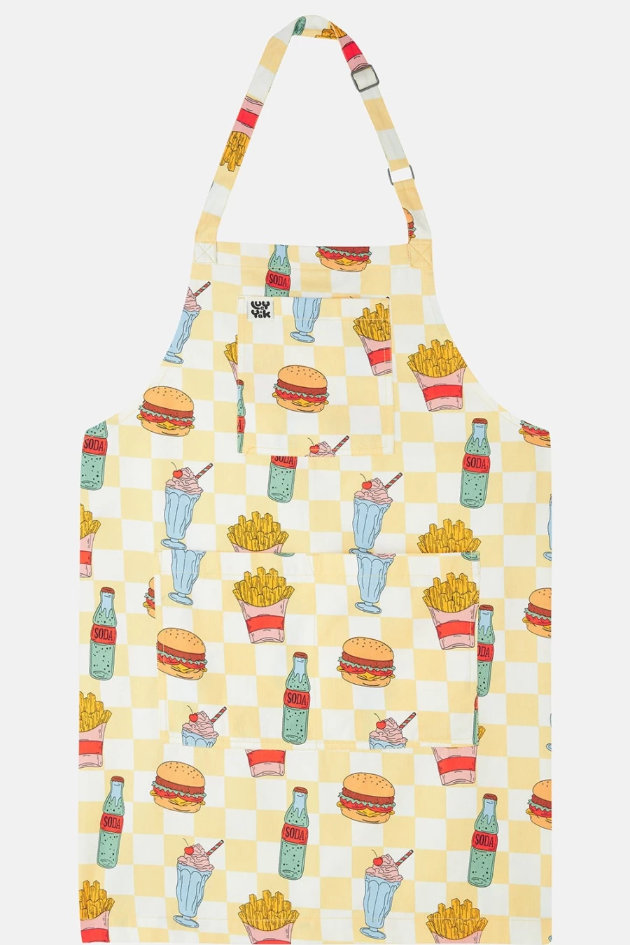 Lucy & Yak Women's Ada Apron - Vintage Deadstock Fabric with Fizzy Pop Print, Sustainable Kitchen Wear