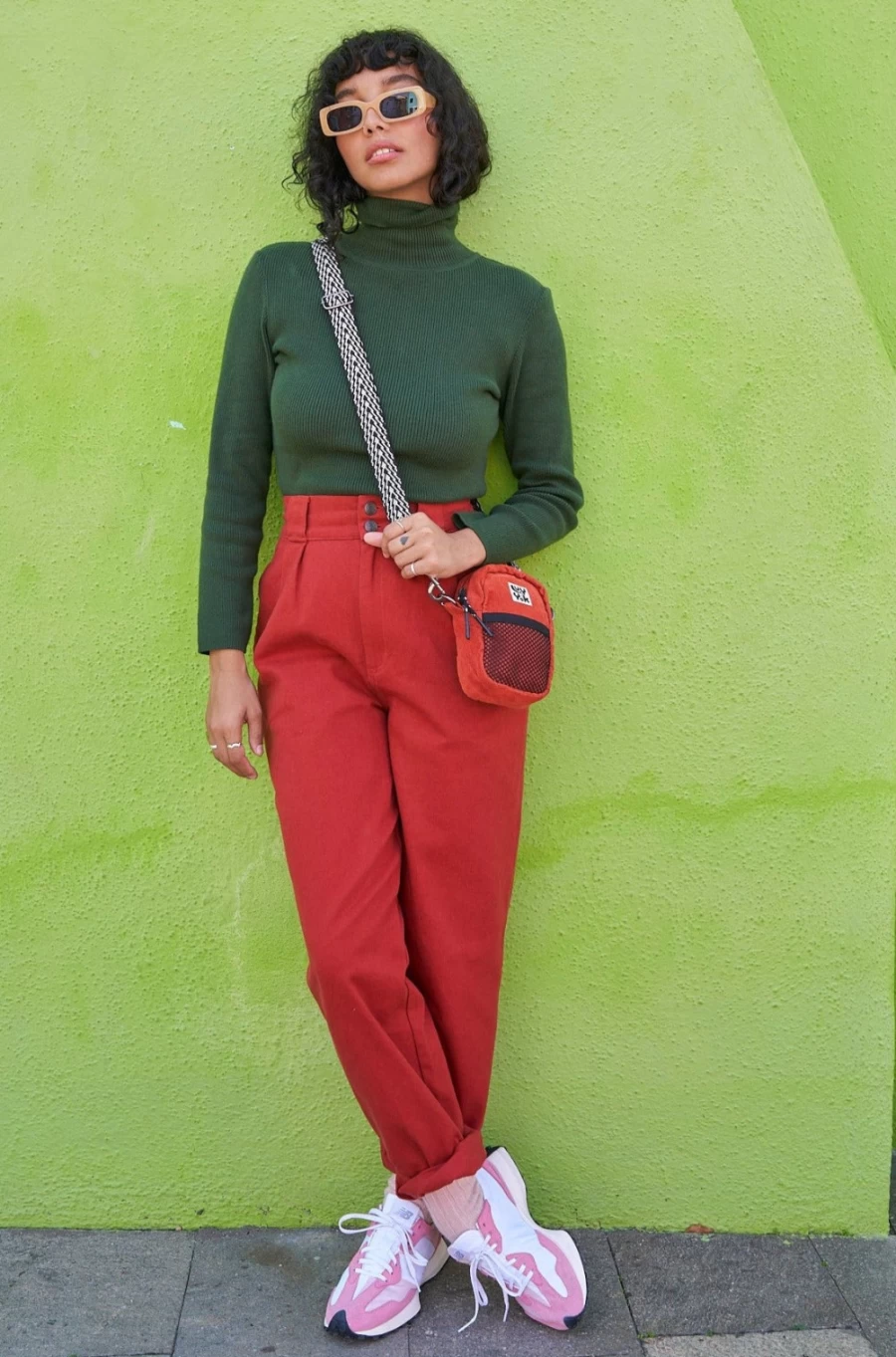 Lucy & Yak Women's Addison Tapered Jeans - Organic Twill, Bossanova Red, High-Waisted Sustainable Denim