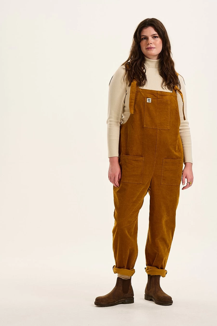 Lucy & Yak Women's Mustard Organic Corduroy Original Dungaree Overalls