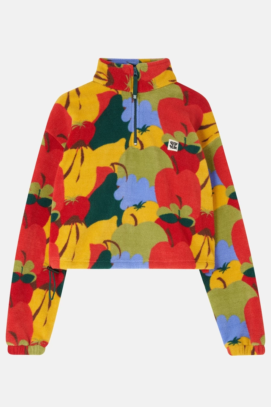 Lucy & Yak Women's Blake Cropped Fleece Jacket - Sustainable Recycled Bottle Material - Fruity Fruit Design