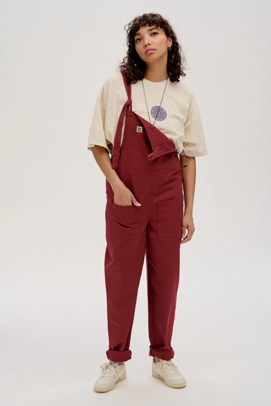 Lucy & Yak Women's Original Dungaree: Organic Cotton Maroon Overalls