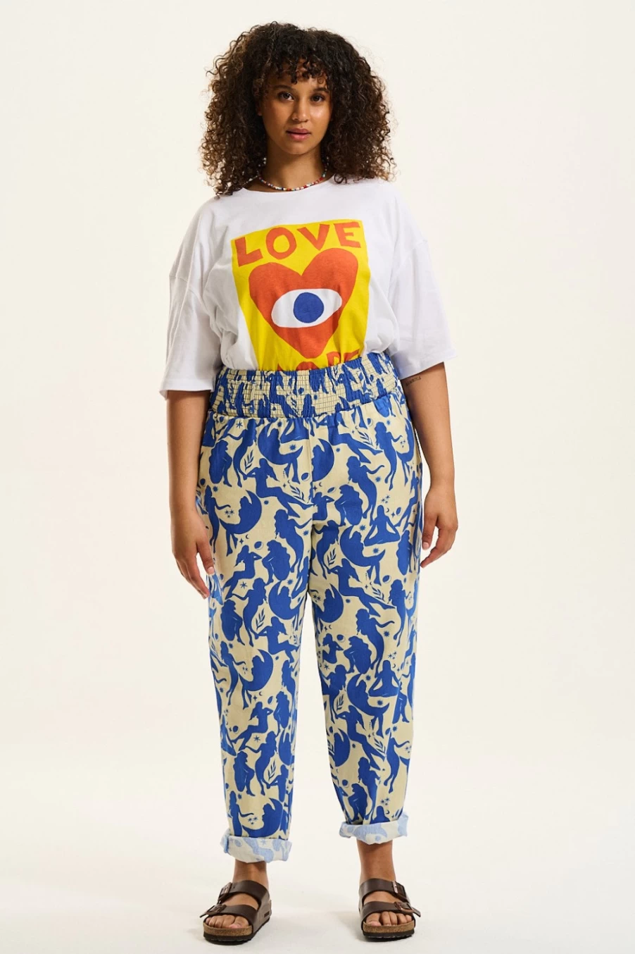 Lucy & Yak Women's Alexa Trousers: Organic Cotton High-Waisted Eco-Friendly Pants - Penelope Style