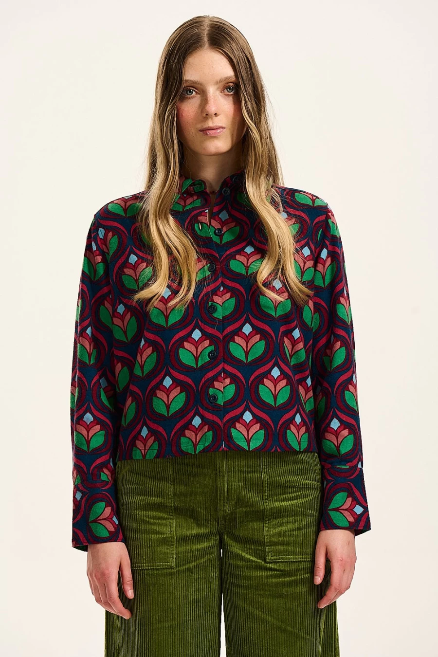 Lucy & Yak Women's Austen Shirt - Organic Brushed Twill in Lilypad