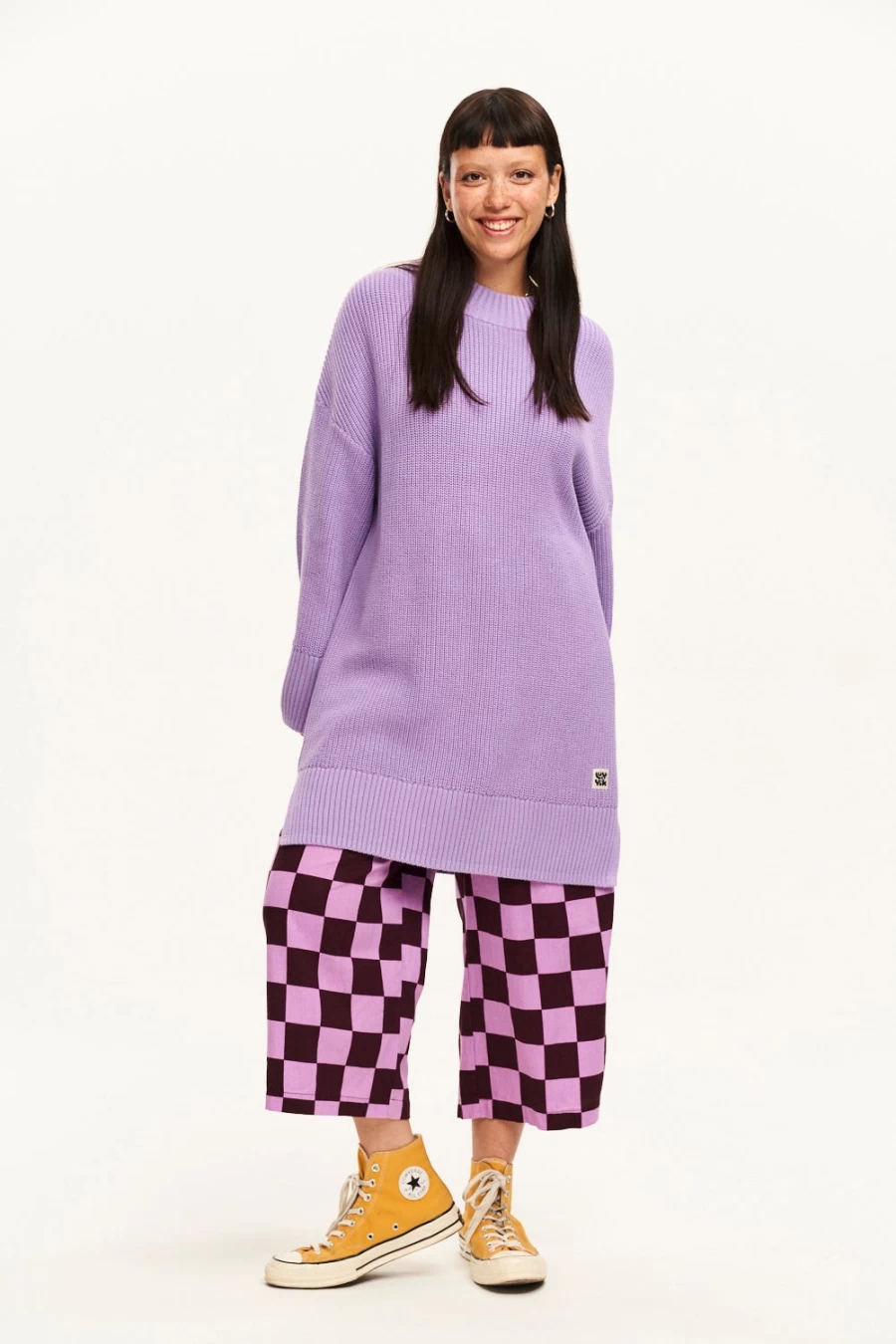Lucy & Yak Women's Alba Oversized Jumper - Organic Cotton Purple Rose Sweater